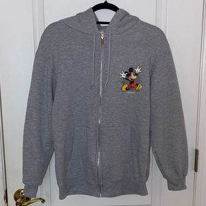 VTG Walt Disney World Mickey Mouse Hooded Fleece Zip Up Grey Heather Jacket